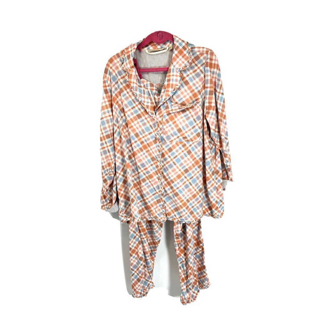 Soft Surroundings Flannel Plaid Pajamas 2 piece PJ Set Plaid Medium Top Pants - Picture 4 of 14